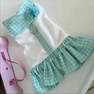 Beautiful Green and White Dog Dress